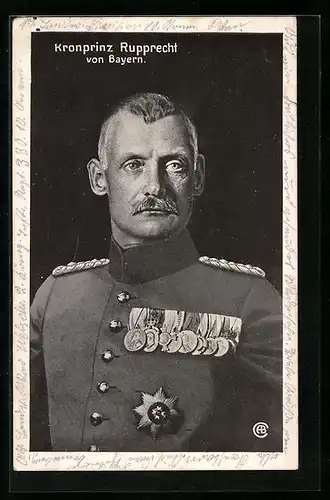 AK Kronprinz Rupprecht von Bayern, Portrait in ordengeschmückter Uniform