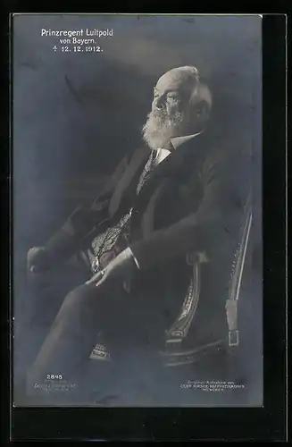 AK Prinzregent Luitpold, Altersportrait, Traueranzeige 1912