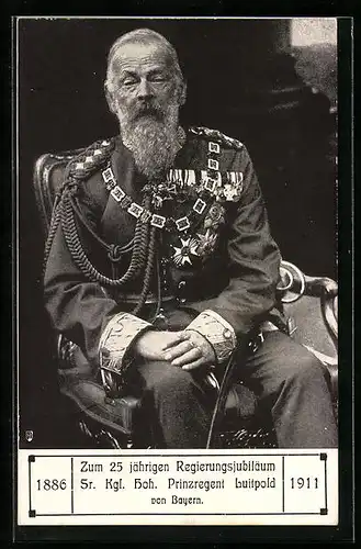 AK 25jähriges Regierungsjubiläum des Prinzregenten Luitpold 1911, Portrait