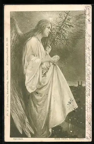 AK Weihnachtsengel, Stille Nacht, heilige Nacht