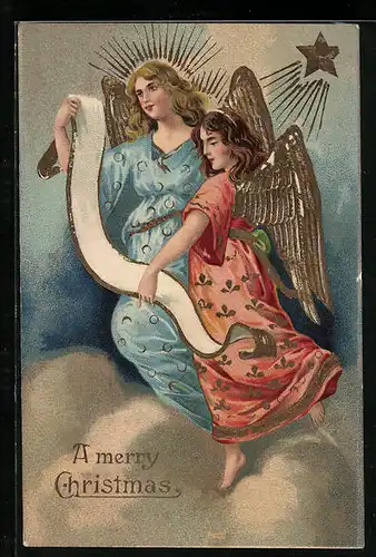 AK Weihnachtsengel im Himmel