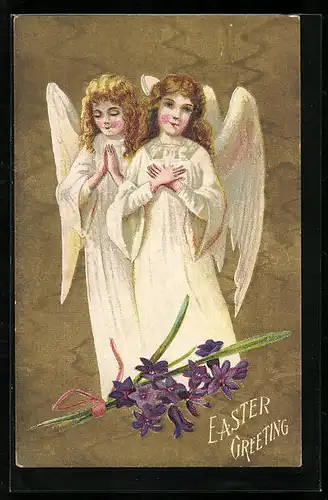 AK Betende Osterengel, Easter Greeting