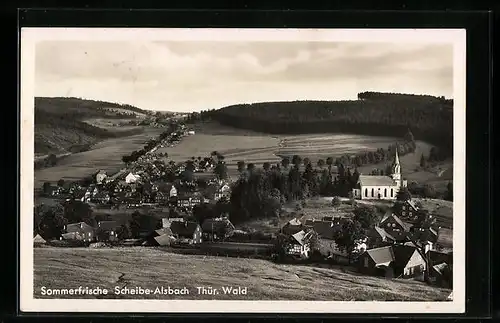 AK Scheibe-Alsbach /Th., Ortsansicht mit Landstrasse aus der Vogelschau