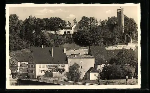 AK Landsberg /Lech, Ortspartie mit Brücke und Turm