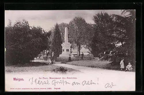 AK Morges, La Parc, Monument des Patriotes