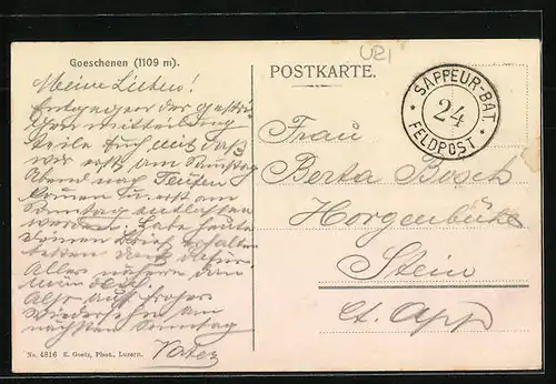 AK Goeschenen, Ortsansicht mit Berg