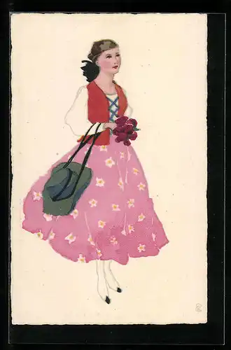 Künstler-AK Meissner & Buch (M&B) Nr. 2387: Junge Frau in Trachtenkleid