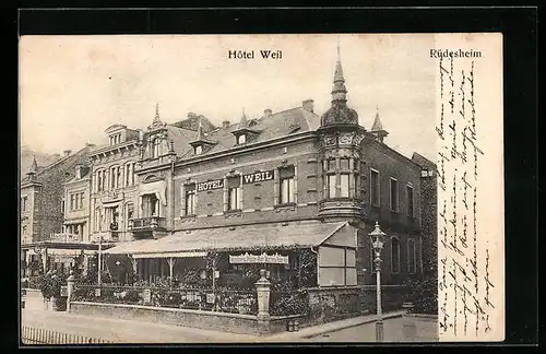 AK Rüdesheim, Hotel Weil mit Terrasse