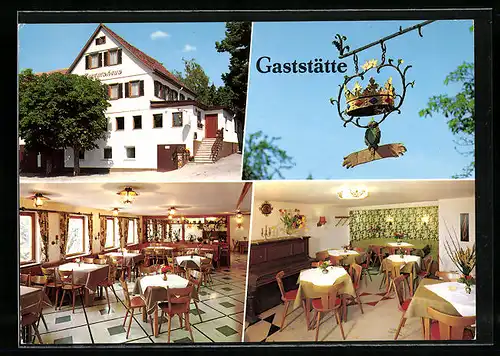 AK Gschwend-Neuwirtshaus, Gasthaus Krone, Innenansichten