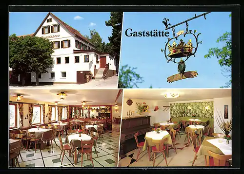 AK Gschwend-Neuwirtshaus, Gasthaus Krone, Innenansichten