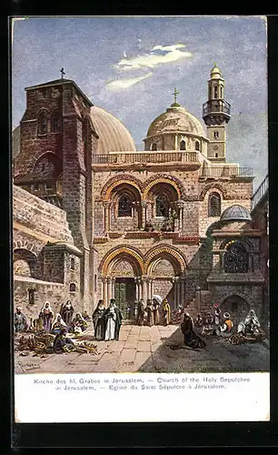Künstler-AK Friedrich Perlberg: Jerusalem, Kirche des Heiligen Grabes