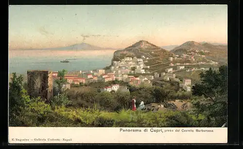 Lithographie Capri, Panorama, preso dal Castello Barbarossa