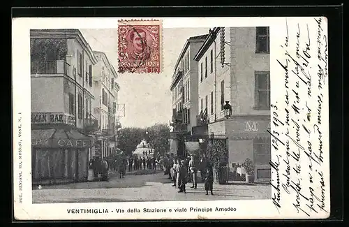 AK Ventimiglia, Via della Stazione e viale Prinicpe Amedeo