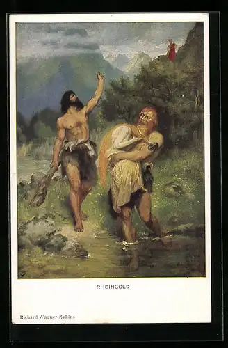 AK Szene aus Richard Wagners Nibelungen, Rheingold