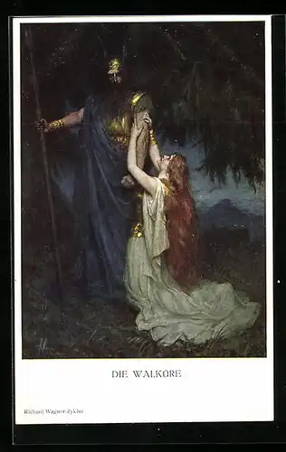 AK Szene aus Richard Wagners Nibelungen, Die Walküre