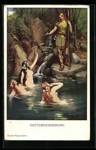 AK Szene aus Richard Wagners Nibelungen, Götterdämmerung, Rheintöchter