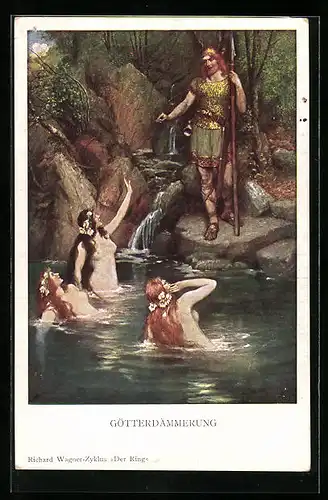 AK Szene aus Richard Wagners Nibelungen, Götterdämmerung, Rheintöchter