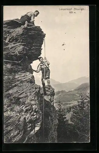 AK Lanserkopf, Zwei Männer beim abseilen, Bergsteigen