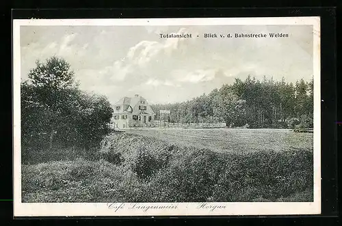 AK Horgau, Gesamtansicht, Blick von der Bahnstrecke Welden