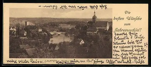 AK Laufen a. Neckar, Ortsansicht aus der Vogelschau, Neujahrsgrüsse