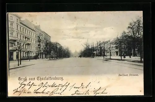 AK Berlin-Charlottenburg, Blick in die Berliner Strasse