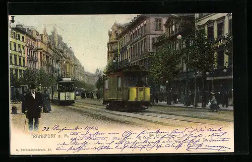 AK Frankfurt a. M., Strassenbahnen auf der Zeil