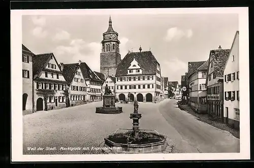 AK Weil der Stadt, Marktplatz mit Keplerdenkmal