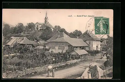 AK Saint-Vital, Teilansicht mit Kirche