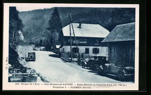 AK Saint-Nicolas-la-Chapelle, Gorges de l`Arly, Café-Restaurant Ravier