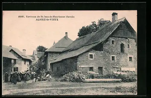 AK Albiez-le-Vieux, Ortspartie mit Einwohnern