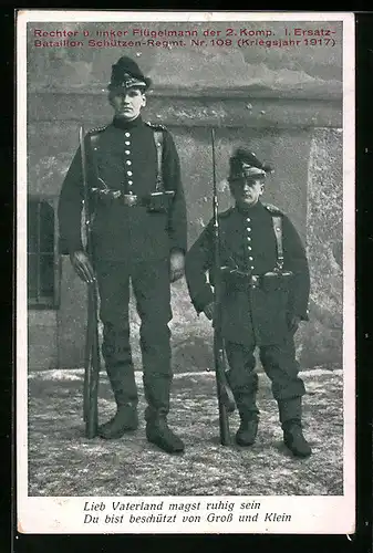 AK Lieb Vaterland..., Flügelmänner der 2. Komp im Ersatz-Bataillon Schützen-Rgt. 108 im Jahr 1917, Riese