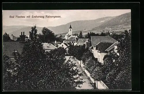 AK Bad Fischau, Teilansicht mit Erzherzog Rainergasse