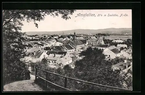 AK Amstetten, Wanderweg mit Blick auf die gesamte Stadt