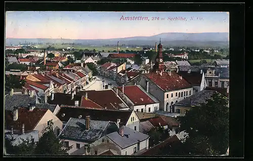 AK Amstetten, Gesamtansicht mit Rathaus