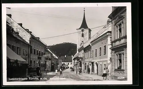 AK Türnitz, Hauptstrasse mit Kirchturm