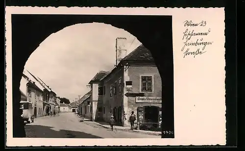 AK Fischamend, Gemischtwarenhandlung Franz Wassner in der Hainburger Strasse