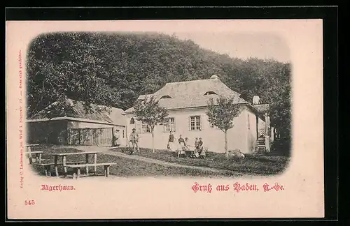 AK Baden, Jägerhaus mit Anwohnern