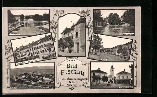 AK Bad Fischau an der Schneebergbahn, Damenbad, Erholungsheim, Badeanstalt, Platz