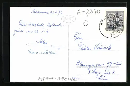 AK Aspang-Mariensee, Anblick eines Hauses