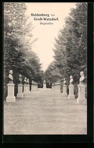 AK Gross-Wetzdorf, Büsten in der Siegesallee auf dem Heldenberg