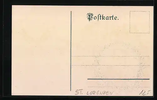 AK St. Lorenzen, Die Sestenburg und Porträt A. Schwinger