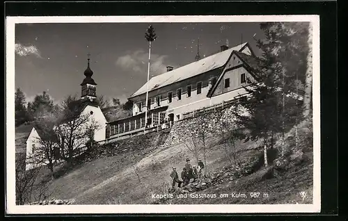 AK Puch b. Weiz, Kapelle und Gasthaus am Kulm