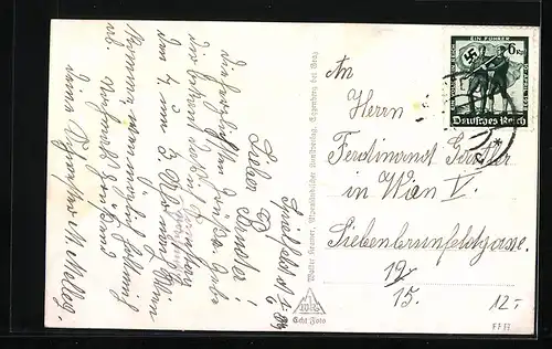 AK Spielfeld, Gemeindeamt mit Kriegerdenkmal