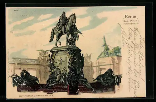 Lithographie Berlin, Kaiser Wilhelm I. Nationaldenkmal