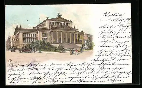 Lithographie Berlin, Köngiliches Schauspielhaus, Gendarmenmarkt