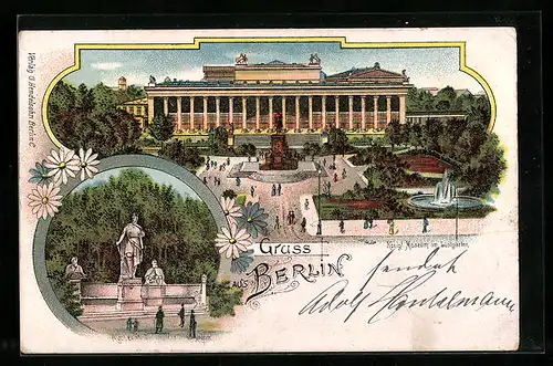 Lithographie Berlin, Königliches Museum im Lustgarten, Albrecht II.