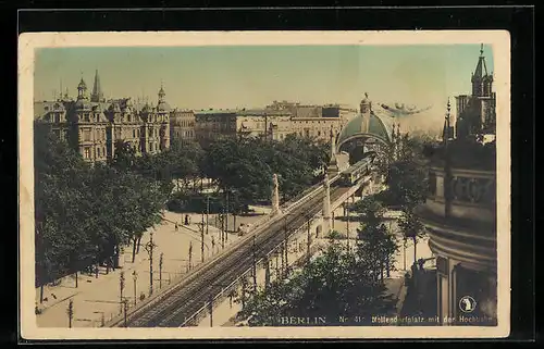 AK Berlin-Schöneberg, Nollendorfplatz mit der Hochbahn