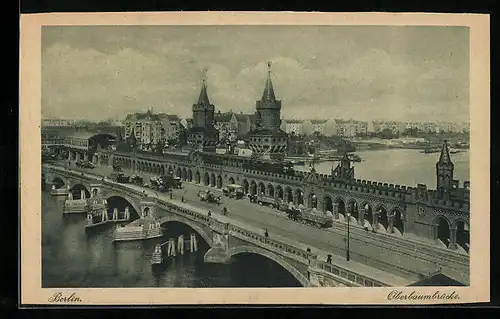 AK Berlin-Friedrichshain, Blick auf die Oberbaumbrücke