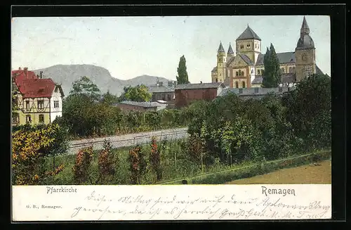AK Remagen, Blick auf die Pfarrkirche