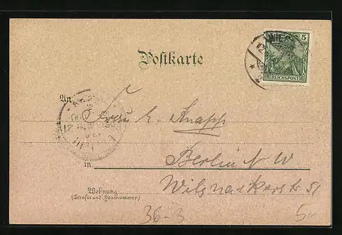 AK Trompeter von Säckingen am Ufer bei Mondschein, Behüt Dich Gott!
